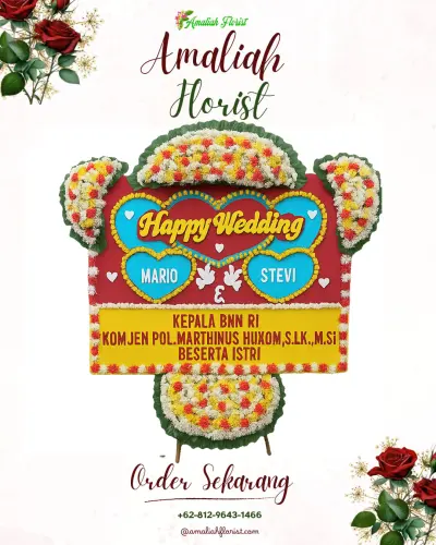Karangan Papan Bunga Pernikahan di Cibening
